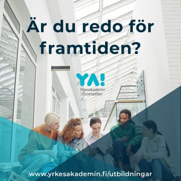 Är du nybakad student, men lite osäker på ditt nästa steg? Skulle du vilja ha ett mellanår? Funderar du på vad du ska göra efter militären?

Vill du skaffa dig kunskaper som gör dig redo för framtiden, oavsett vad den för med sig?

👉 Då är YA rätt val för dig:

🔹Lär dig praktiska färdigheter som ger dig ett försprång i framtida studier och karriär
🔹Förstärk ditt CV med en del- eller grundexamen inom ditt intresseområde
🔹Bygg upp ett nätverk av värdefulla kontakter inom arbetslivet
🔹Öka dina chanser att få ett bra jobb under och efter din studietid
🔹Studera i din egen takt och anpassa utbildningen efter dina behov
🔹Gör något meningsfullt medan du funderar på dina nästa steg!

Förbered dig för framtiden - kom till YA och få praktiska färdigheter inom ett område som intresserar dig. Du kan avlägga delar av en examen eller en hel examen, du får en utbildning som passar just dig, just nu! 🙌

👉 Ta första steget:
Läs mer om våra utbildningar och skicka in din ansökan på respektive utbildnings hemsida:
www.yrkesakademin.fi /utbildningar

❗️Många studieavsnitt från gymnasiet kan erkännas inom gemensamma och valbara examensdelar vilket kan göra den totala studietiden kortare. 👍